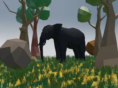 Low poly Elephant Low-poly 3D model