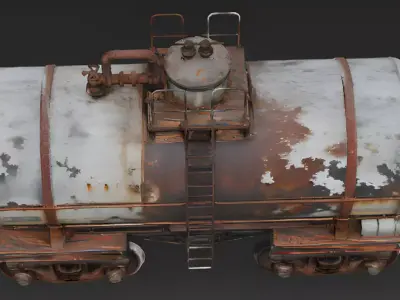 Realistic Full Rusted Oil Tanker Train Car 3D Model Low-poly 3D model