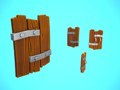 SHIELD 01 - WOOD CARTOON STYLIZED Low-poly 3D model