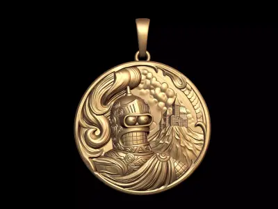 Bender Cartoon Coin Pendant 3D print model