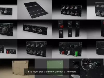 F16 Right Side Console Collection 3D Model Pack