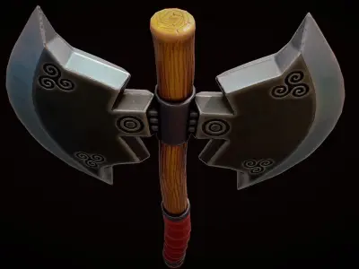 Low Poly Stylized axe Low-poly 3D model
