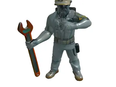 Industrial Worker Mechanic Wrench Character Low-poly 3D model