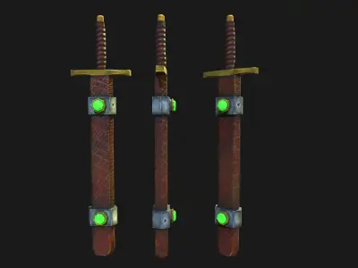 Stylized Long Sword Handpainted Low-poly 3D model