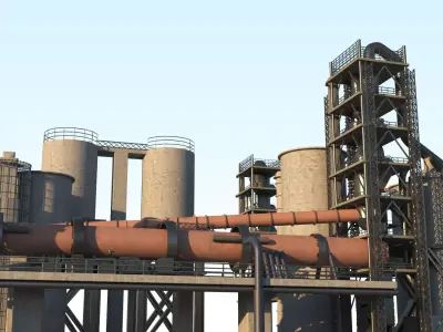 Cement Plant animated 3D model