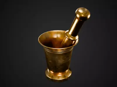 Brass Mortar and Pestle Low-poly 3D model