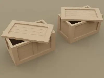 2 open wooden crates 1-35 and 1-1 scales for military diorama  3D model