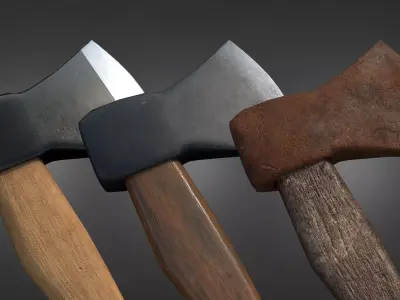 Game Ready Lumberjack Axe with 3 Different Textures Low-poly 3D model