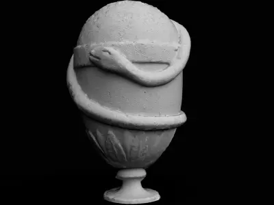 mossy architecture ornament vase part photogrammetry  Low-poly 3D model