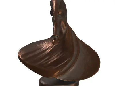 Dancing human bronze statues Low-poly 3D model