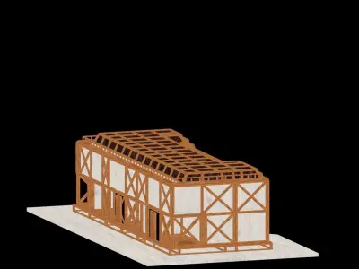 Medieval Low Poly Building Castle Wooden Village Stone House 29 Low-poly 3D model