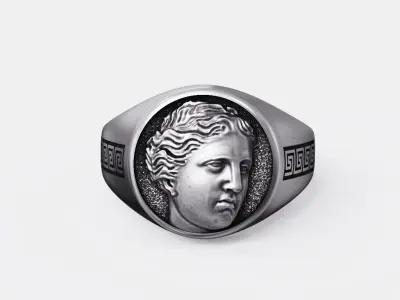 Greek godess ring for women 3D print model