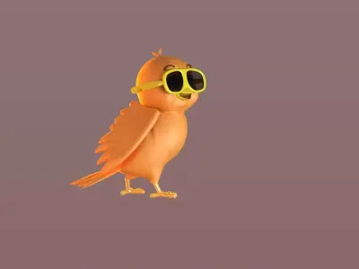 Cartoon SunGlass Bird 3D model