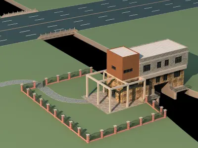 Architecture house near river 3D model