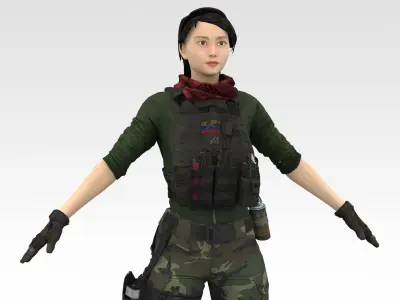 Female Soldier 3D model purchase