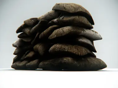 Sandbag Barrier Low-poly 3D model