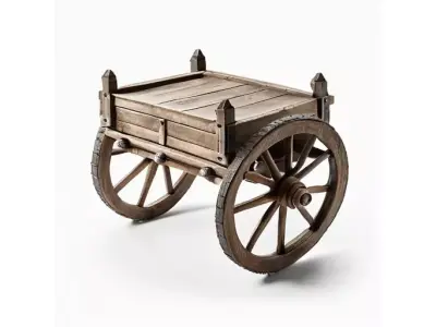 Medieval Fantasy Wooden Cart for 3D print 3D model
