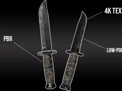 Military Hunting Knife - 3D Model Low-poly 3D model