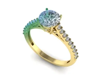 3DTN20-10001R diamond engagement ring gold 3D model