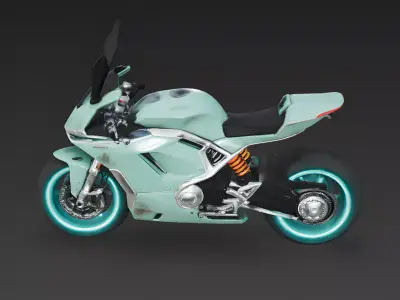 Realistic Cyberpunk Easter Rabbit Bike 3D Model Low-poly 3D model
