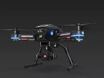 Futuristic Drone - Quadcopter with LED navigation lights 3D model