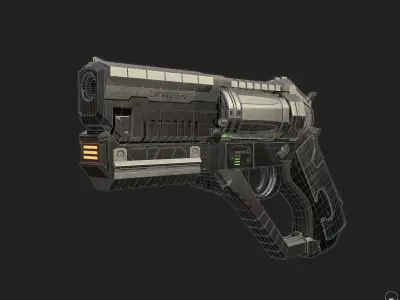 Revolver-Pistol Hybrid Low-poly 3D model