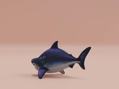 Baby Shark Fat Chibi Style Cartoon Low-poly 3D model