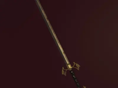 Golden sword PBR HI-poly game ready 3D model