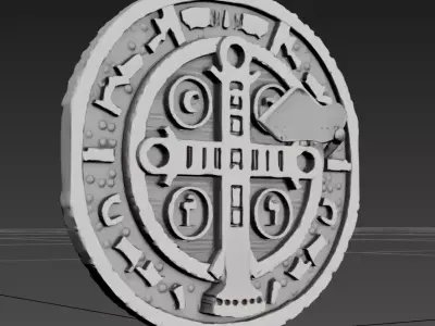 Saint Benedict Medal  Antique Coin Collectible Medallion 3D model