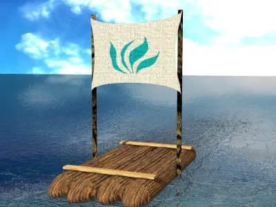 Sail Raft Low-poly 3D model