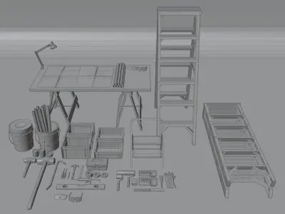 Rennovation Demolition Diy Handyman Tools Equipment 3D Assets Low-poly 3D model