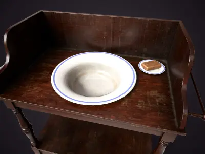 Vintage washstand  Low-poly 3D model