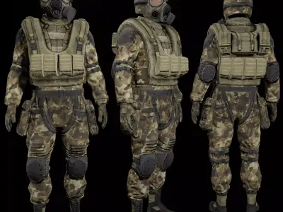 Military postapocalypse suit for Dayz engine Low-poly 3D model