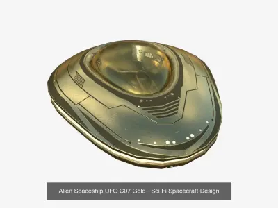 10 Alien Spaceships UFO Collection G Gold - Spacecraft Design 3D Model Pack