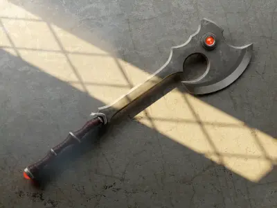 medieval axe Low-poly 3D model 5