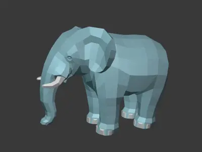 Cartoon Elephant Low-poly 3D model buy