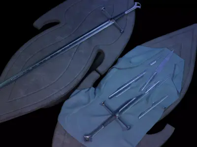 Narsil and Anduril Low-poly 3D model