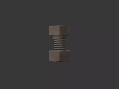 M5 Hex Bolts and Nuts with Rusty Iron Texture 3D model