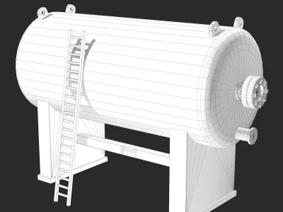 Industrial Boiler with Blue Ladder 3D model