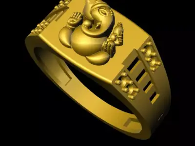 ganesh gold ring with lord ganesha 3D print model
