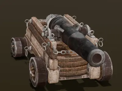 Old cannon 2   Low-poly 3D model