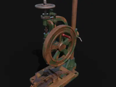  typical mancuna hand- cranked drill  Low-poly 3D model