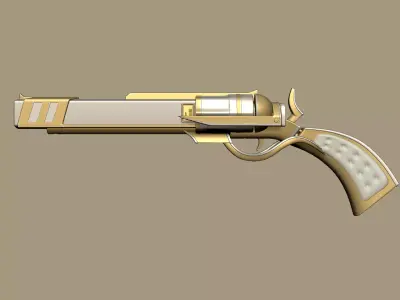 SciFi Golden Revolver - Luxury Gun - Weaponry Low-poly 3D model