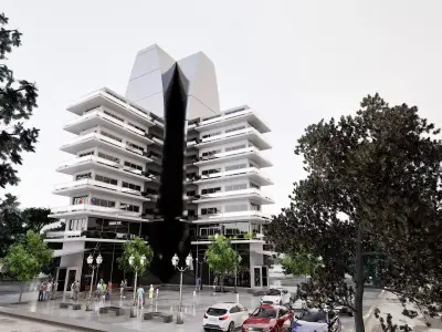 Commercial-city 3D model Low-poly 3D model