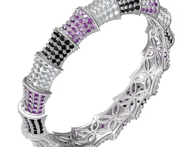 Antique Multi Colour Diamond Bracelet 3D print model