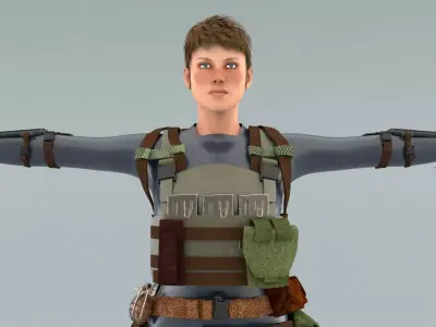 laos Game Female Soldier 3D model