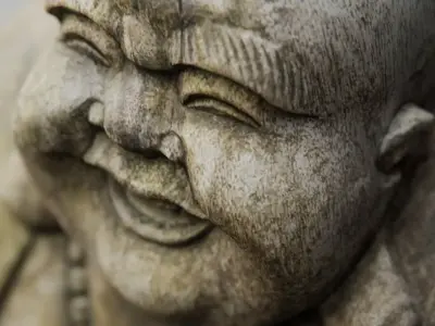 Weathered Wooden Buddha Statue 3D model