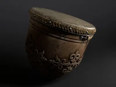 Kazakh Traditional Drum Dauilpaz 3D model