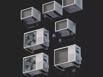 Air Conditioner set Low-poly 3D model