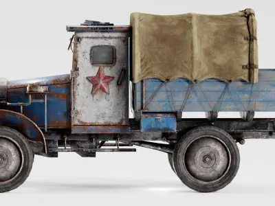 Post-apocalypse battle car truck da1 Low-poly 3D model